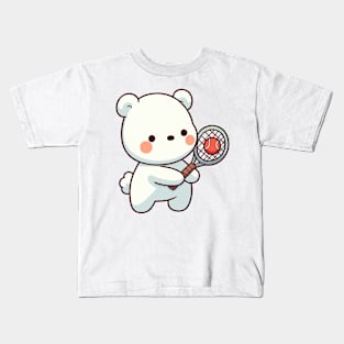 cute polar bear as a tennis player Kids T-Shirt